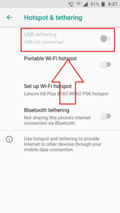 USB Tethering In Android Mobile