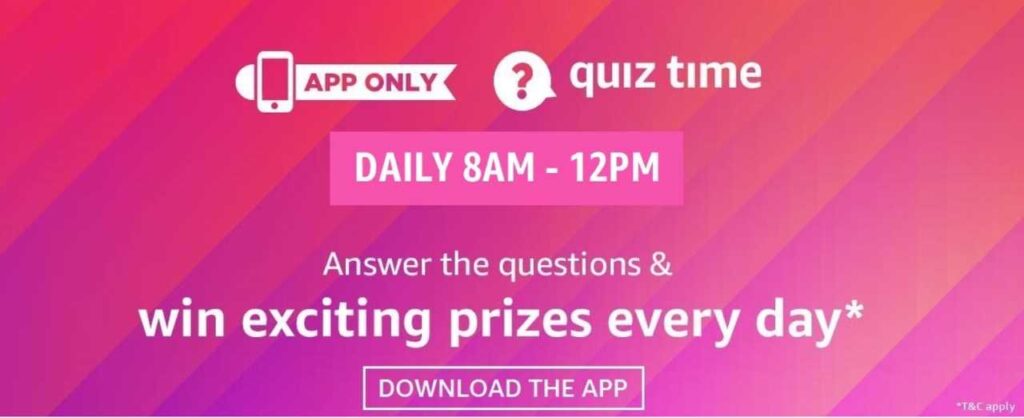What are the answers to today's Amazon Quiz on 7th August 2022: Win 20,000 rs Amazon Pay Balance